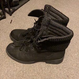 Black fold down combat boots